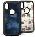 2x Decal style Skin Wrap Set compatible with Otterbox Defender iPhone X and Xs Case - Bokeh Hearts Blue (CASE NOT INCLUDED)