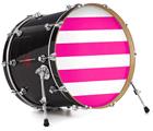 Vinyl Decal Skin Wrap for 22" Bass Kick Drum Head Psycho Stripes Hot Pink and White - DRUM HEAD NOT INCLUDED