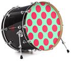 Vinyl Decal Skin Wrap for 22" Bass Kick Drum Head Kearas Polka Dots Pink And Blue - DRUM HEAD NOT INCLUDED