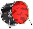 Vinyl Decal Skin Wrap for 22" Bass Kick Drum Head Deathrock Bats Red - DRUM HEAD NOT INCLUDED