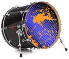 Vinyl Decal Skin Wrap for 22" Bass Kick Drum Head Halftone Splatter Orange Blue - DRUM HEAD NOT INCLUDED