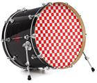 Vinyl Decal Skin Wrap for 20" Bass Kick Drum Head Checkered Canvas Red and White - DRUM HEAD NOT INCLUDED