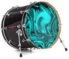 Vinyl Decal Skin Wrap for 20" Bass Kick Drum Head Liquid Metal Chrome Neon Teal - DRUM HEAD NOT INCLUDED