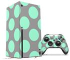 WraptorSkinz Skin Wrap compatible with the 2020 XBOX Series X Console and Controller Kearas Polka Dots Mint And Gray (XBOX NOT INCLUDED)