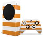 WraptorSkinz Skin Wrap compatible with the 2020 XBOX Series S Console and Controller Psycho Stripes Orange and White (XBOX NOT INCLUDED)