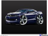 Poster 24"x18" - 2010 Camaro RS Blue Dark on Black