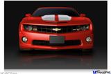 Poster 36"x24" - 2010 Chevy Camaro Victory Red - White Stripes on Black