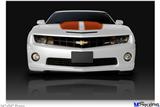 Poster 36"x24" - 2010 Chevy Camaro White - Orange Stripes on Black