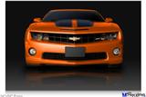 Poster 36"x24" - 2010 Chevy Camaro Orange - Black Stripes on Black