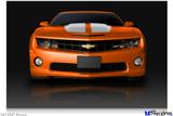 Poster 36"x24" - 2010 Chevy Camaro Orange - White Stripes on Black