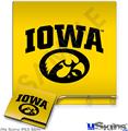 Decal Skin compatible with Sony PS3 Slim Iowa Hawkeyes Tigerhawk Oval 01 Black on Gold