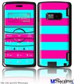 LG enV2 Skin - Psycho Stripes Neon Teal and Hot Pink