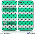 iPhone 4 Decal Style Vinyl Skin - Kearas Daisies Stripe Sea Foam (DOES NOT fit newer iPhone 4S)