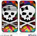 iPhone 4S Decal Style Vinyl Skin - Rainbow Plaid Skull