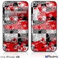 iPhone 4S Decal Style Vinyl Skin - Checker Skull Splatter Red