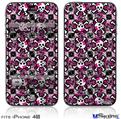 iPhone 4S Decal Style Vinyl Skin - Splatter Girly Skull Pink