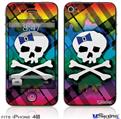 iPhone 4S Decal Style Vinyl Skin - Rainbow Plaid Skull