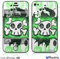 iPhone 4S Decal Style Vinyl Skin - Cartoon Skull Green