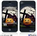 iPhone 4S Decal Style Vinyl Skin - Halloween Jack O Lantern and Cemetery Kitty Cat