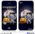 iPhone 4S Decal Style Vinyl Skin - Halloween Jack O Lantern Pumpkin Bats and Zombie Mummy