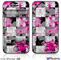 iPhone 4S Decal Style Vinyl Skin - Checker Skull Splatter Pink