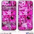 iPhone 4S Decal Style Vinyl Skin - Pink Plaid Graffiti