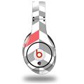 WraptorSkinz Skin Decal Wrap compatible with Beats Studio (Original) Headphones Chevrons Gray And Coral Skin Only (HEADPHONES NOT INCLUDED)