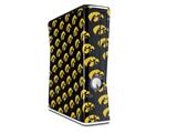 Iowa Hawkeyes Tigerhawk Tiled 06 Gold on Black Decal Style Skin for XBOX 360 Slim Vertical