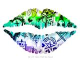 Scene Kid Sketches Rainbow - Kissing Lips Fabric Wall Skin Decal measures 24x15 inches