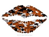 WraptorCamo Digital Camo Burnt Orange - Kissing Lips Fabric Wall Skin Decal measures 24x15 inches