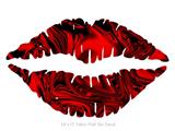 Liquid Metal Chrome Red - Kissing Lips Fabric Wall Skin Decal measures 24x15 inches