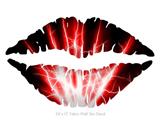 Lightning Red - Kissing Lips Fabric Wall Skin Decal measures 24x15 inches