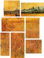 Vincent Van Gogh Arles View From The Wheat Fields - 7 Piece Fabric Peel and Stick Wall Skin Art (50x38 inches)