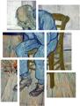 Vincent Van Gogh At Eternitys Gate - 7 Piece Fabric Peel and Stick Wall Skin Art (50x38 inches)