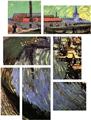 Vincent Van Gogh Canal With Women Washing - 7 Piece Fabric Peel and Stick Wall Skin Art (50x38 inches)