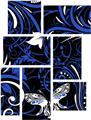 Twisted Garden Blue and White - 7 Piece Fabric Peel and Stick Wall Skin Art (50x38 inches)
