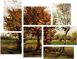 Vincent Van Gogh Autumn Landscape With Four Trees - 7 Piece Fabric Peel and Stick Wall Skin Art (50x38 inches)