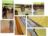 Vincent Van Gogh Bridge - 7 Piece Fabric Peel and Stick Wall Skin Art (50x38 inches)