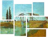 Vincent Van Gogh Bridge At Arles - 7 Piece Fabric Peel and Stick Wall Skin Art (50x38 inches)