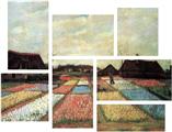 Vincent Van Gogh Bulb Fields - 7 Piece Fabric Peel and Stick Wall Skin Art (50x38 inches)
