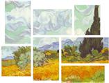 Vincent Van Gogh Cornfield With Cyprusses - 7 Piece Fabric Peel and Stick Wall Skin Art (50x38 inches)