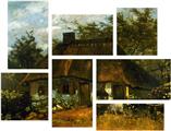Vincent Van Gogh Cottage - 7 Piece Fabric Peel and Stick Wall Skin Art (50x38 inches)