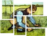 Vincent Van Gogh Cutting Grass - 7 Piece Fabric Peel and Stick Wall Skin Art (50x38 inches)