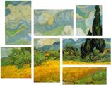 Vincent Van Gogh Cypresses - 7 Piece Fabric Peel and Stick Wall Skin Art (50x38 inches)