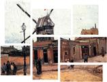 Vincent Van Gogh Le Moulin De La Galette6 - 7 Piece Fabric Peel and Stick Wall Skin Art (50x38 inches)