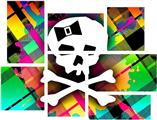 Rainbow Plaid Skull - 7 Piece Fabric Peel and Stick Wall Skin Art (50x38 inches)