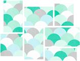 Brushed Circles Seafoam - 7 Piece Fabric Peel and Stick Wall Skin Art (50x38 inches)