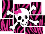 Pink Zebra Skull - 7 Piece Fabric Peel and Stick Wall Skin Art (50x38 inches)