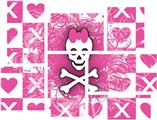 Princess Skull - 7 Piece Fabric Peel and Stick Wall Skin Art (50x38 inches)