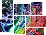 Interaction - 7 Piece Fabric Peel and Stick Wall Skin Art (50x38 inches)